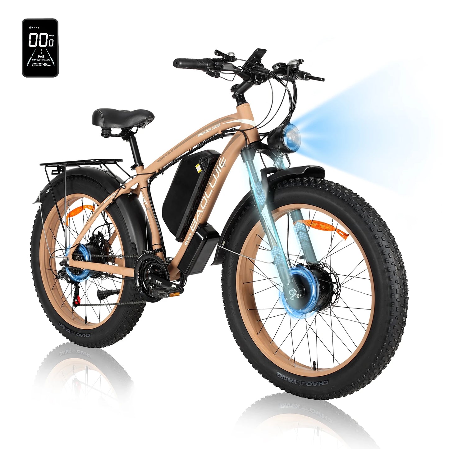 1500W Ebike Mountain E-bike 26 Inch Fat Tire 52V23AH Battery Electric Bicycle Max Speed 55KM/H Electric Bike for Adults Off-road