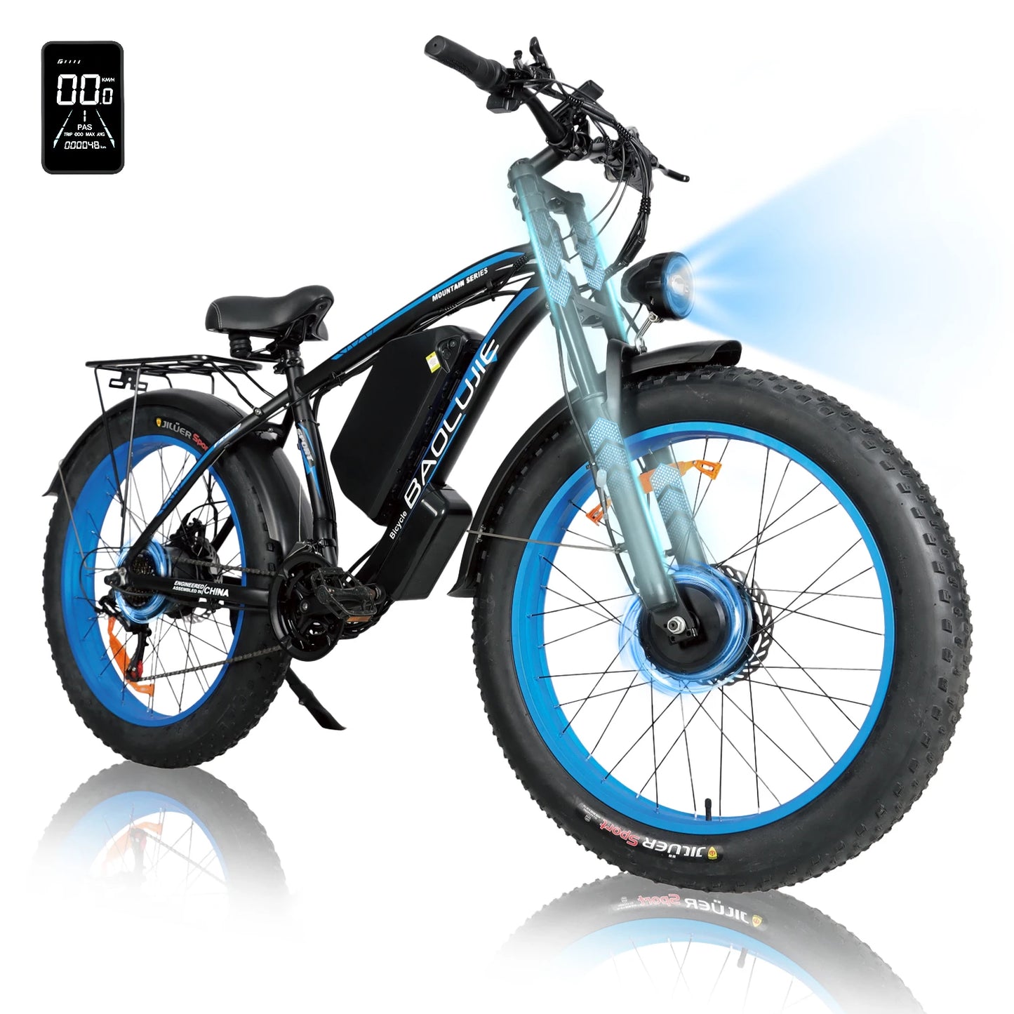 1500W Ebike Mountain E-bike 26 Inch Fat Tire 52V23AH Battery Electric Bicycle Max Speed 55KM/H Electric Bike for Adults Off-road