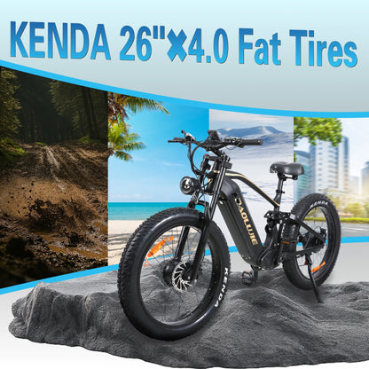 1500W Ebike Mountain E-bike 26 Inch Fat Tire 52V23AH Battery Electric Bicycle Max Speed 55KM/H Electric Bike for Adults Off-road