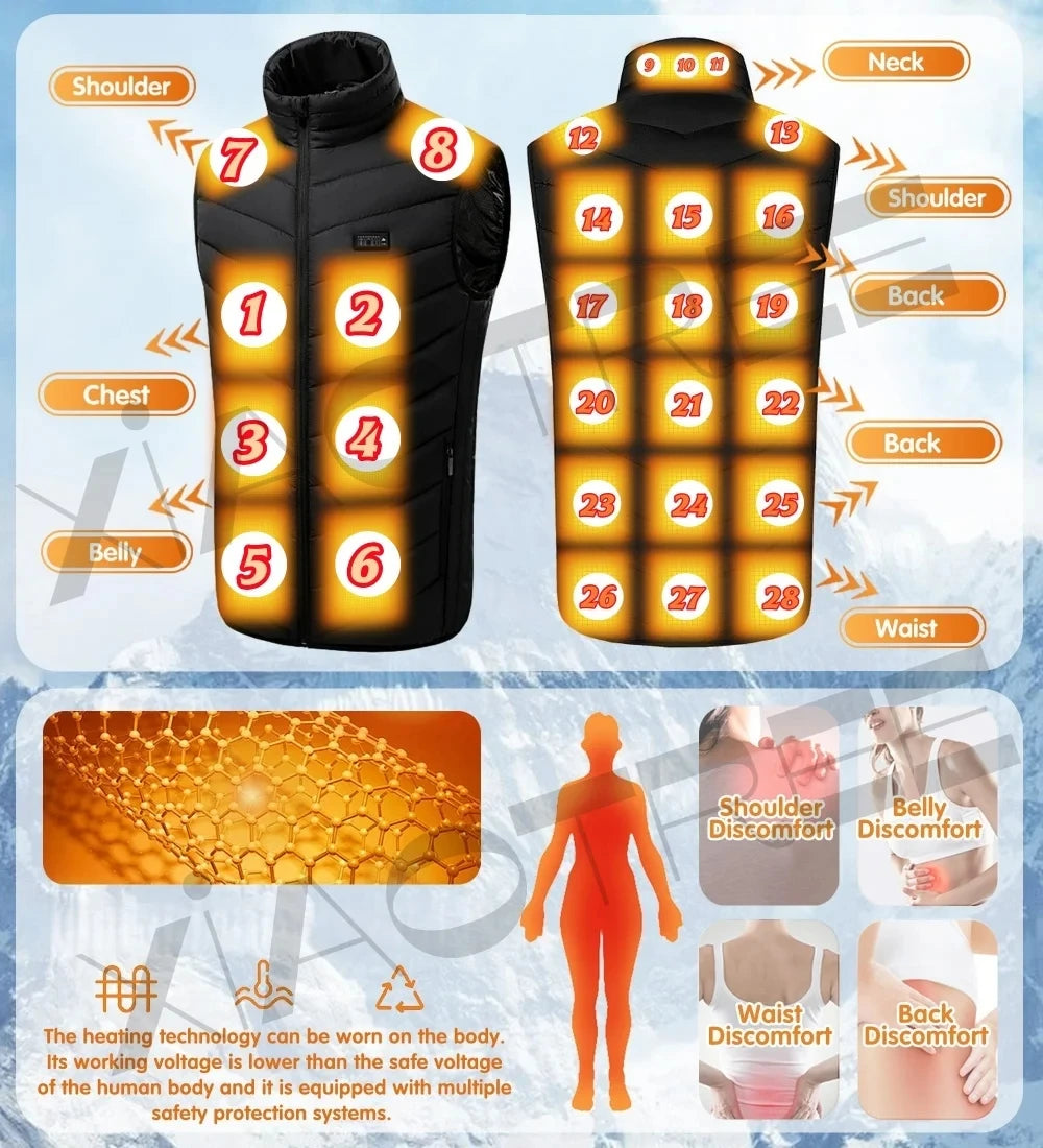 28/9 Areas Heated Vest Men Jacket Heated Winter