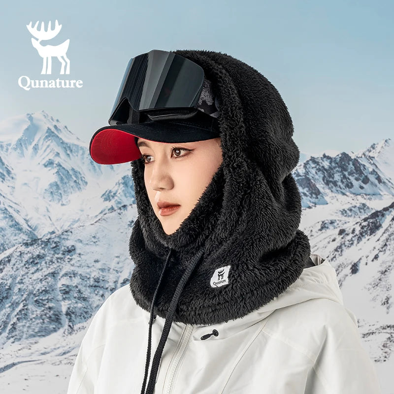 Qunature Thermal Fleece Ski Balaclava Face Protecting Cycling Mask Windproof Neck Gaiter for Men Women Suitable Autumn/Winter