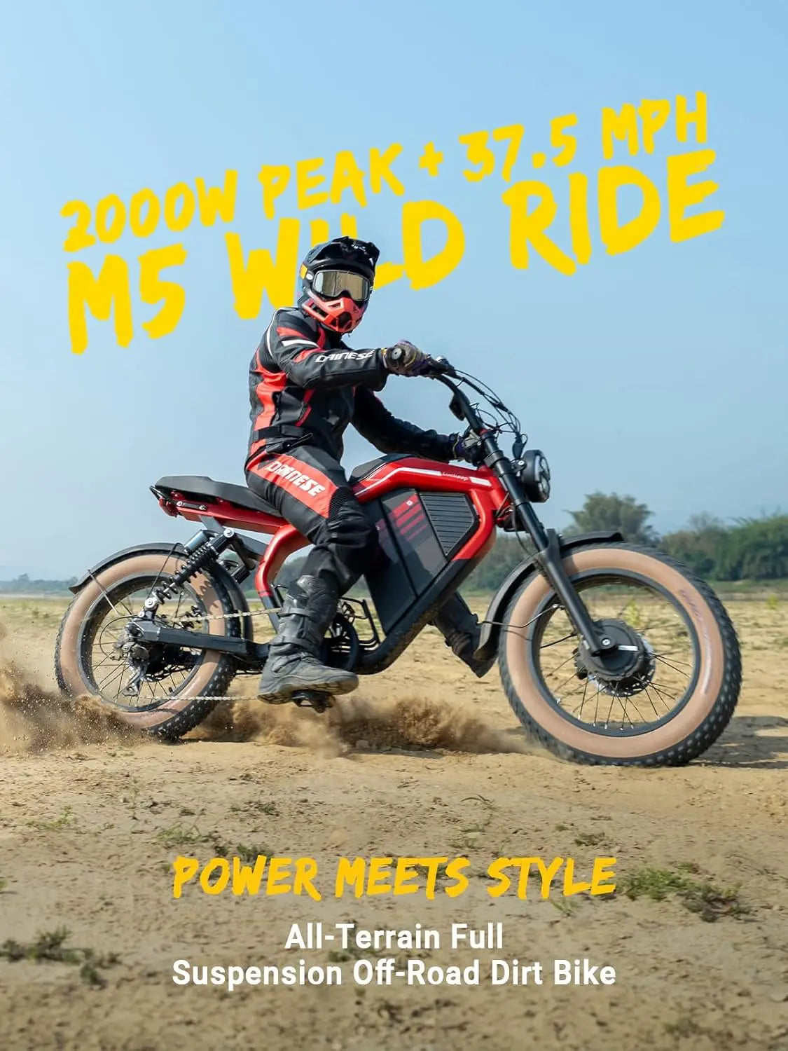 Luckeep M5 MAX Electric Bike for Adults,2000W Peak Motor,37.5MPH, 52V 20AHBattery Ebike,80 Miles 20" Fat Tire Electric Dirtbike