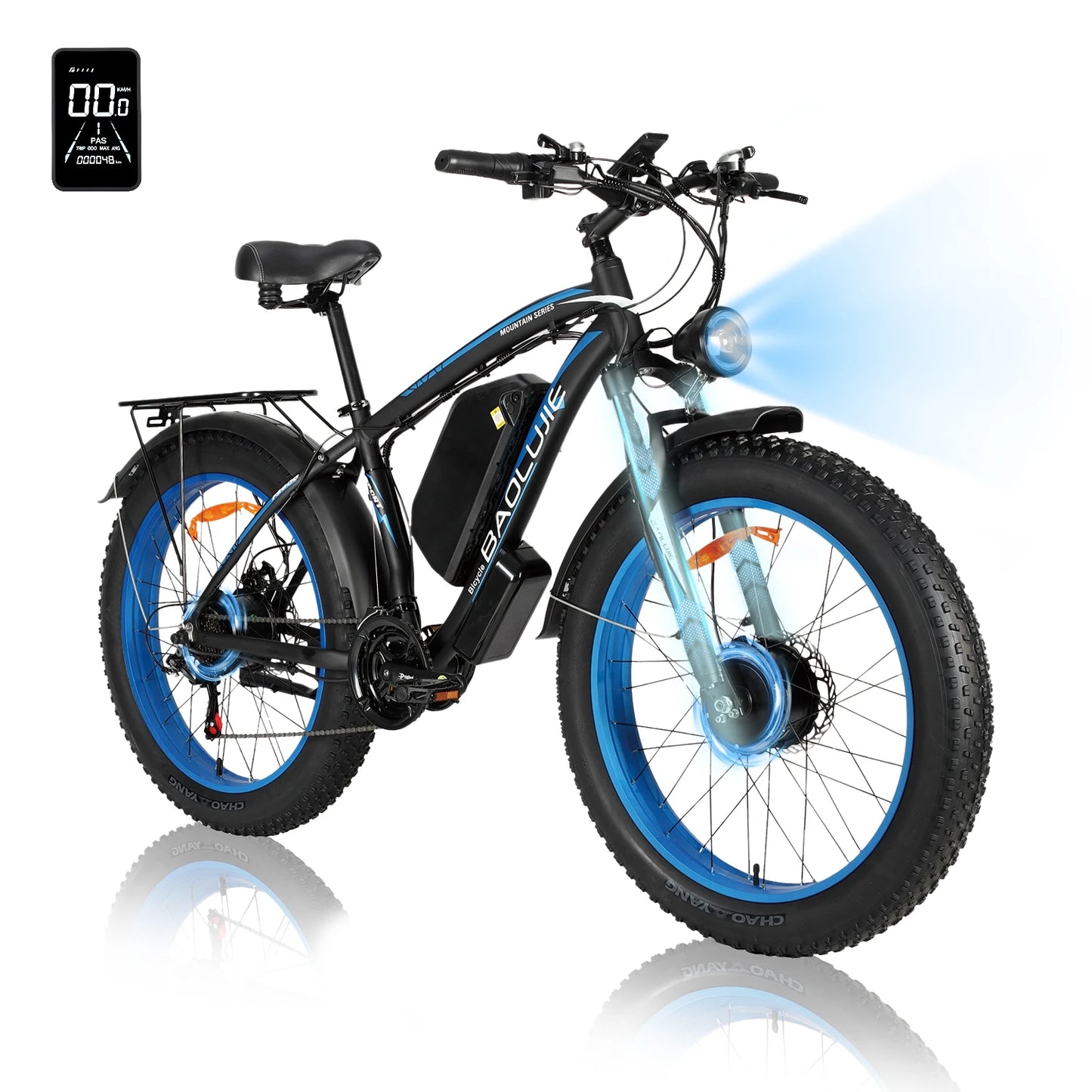 1500W Ebike Mountain E-bike 26 Inch Fat Tire 52V23AH Battery Electric Bicycle Max Speed 55KM/H Electric Bike for Adults Off-road